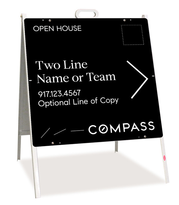 Open House A-Frame and 2 Line Agent Name Sign Panel Unit, 24h x 24w, Vertical Logo
