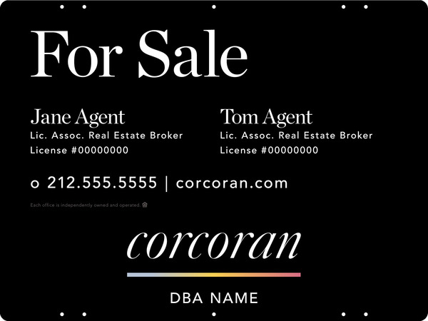 Two Agent Name Sign Panel, 18h x 24w, .040 Alumium