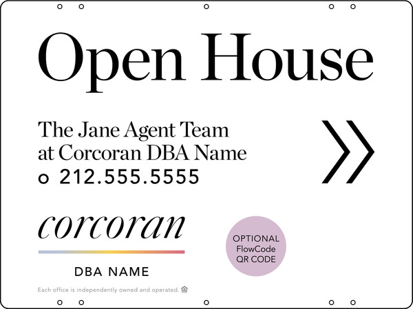 Directional Team Name Open House w QR Flowcode Sign Panel, 18h x 24w, Steel