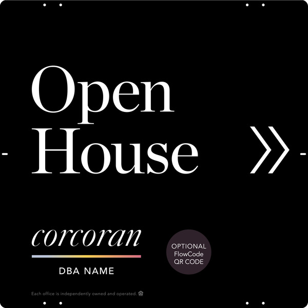 Directional Office Open House w QR Flowcode Sign Panel, 24h x 24w, Steel