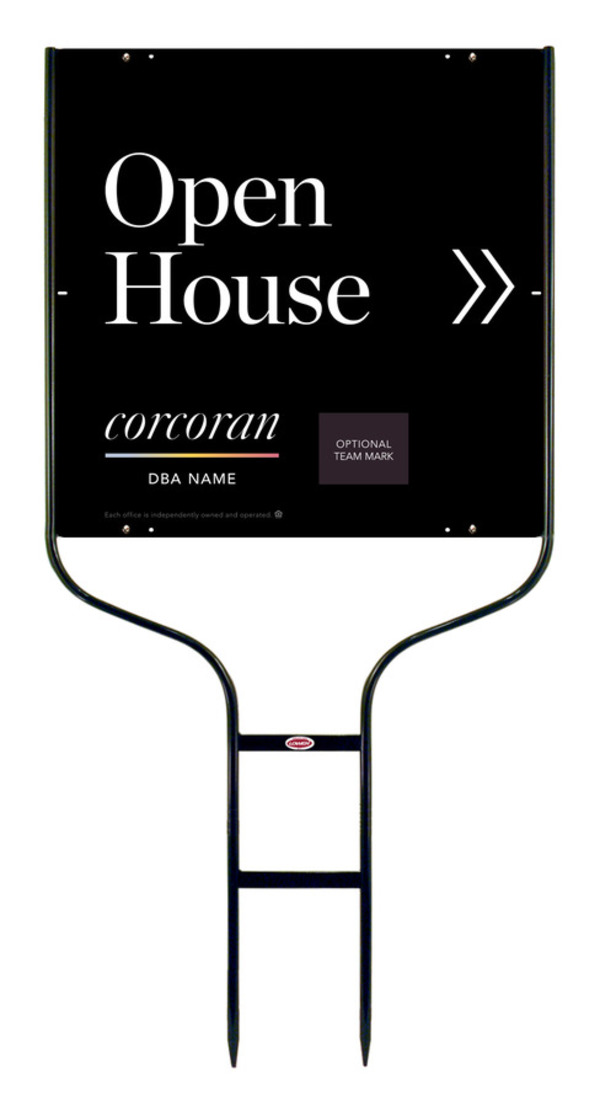 Directional Round Rod Frame and Office Open House w Team Logo Sign Panel Unit, 24h x 24w,Steel