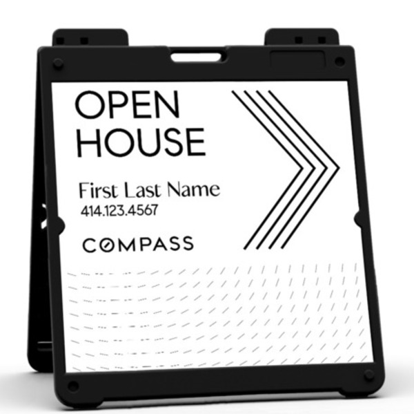 Heavy Duty Plastic A-Frame and  Agent Open House Sign Panel Unit, 24h x 24w, Aluminum Composite