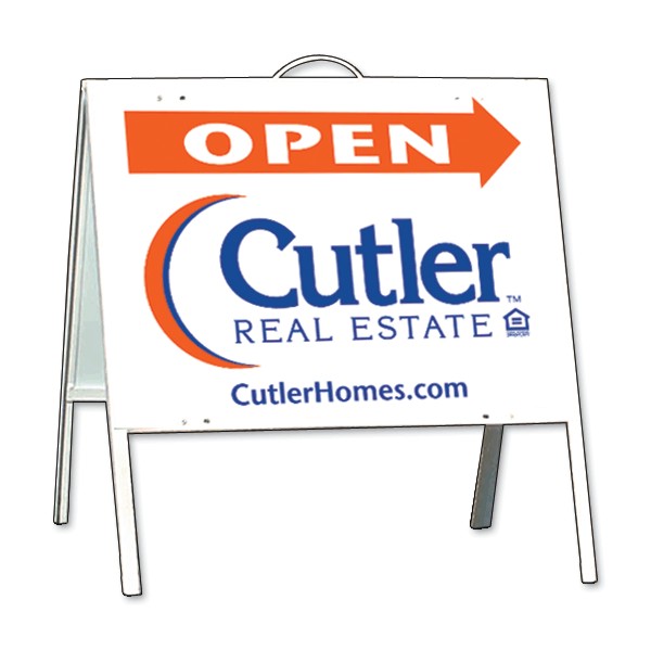 Angle iron a-frame and open sign panel unit, .050 polyethylene 18h x 24w