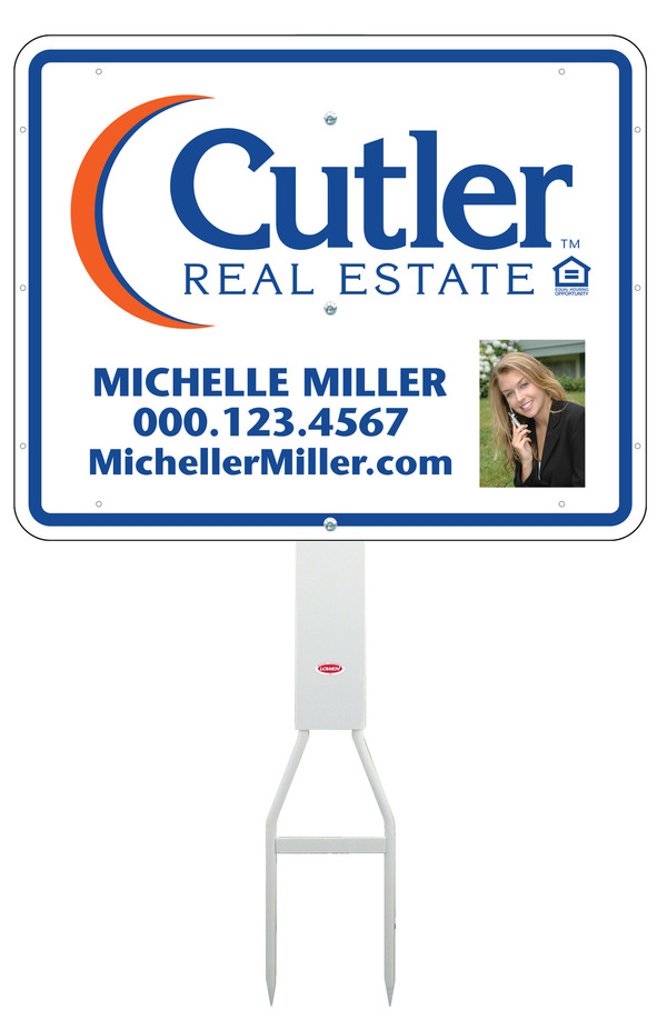 Footbar stake and agent photo sign panel unit, .050 polyethylene 24h x 30w