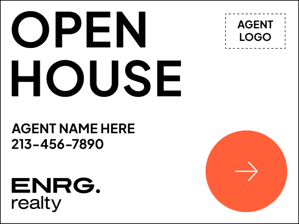 Directional Agent Open House Sign Panel, 18h x 24w, 4mm Corrugated