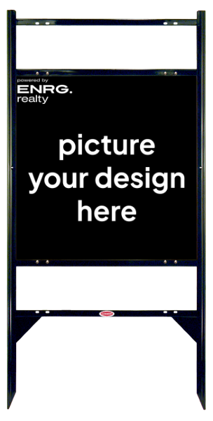 Angle Iron Frame w 2 Rider Inserts and Custom Deign Sign Panel Unit, 24h x 24w, Steel