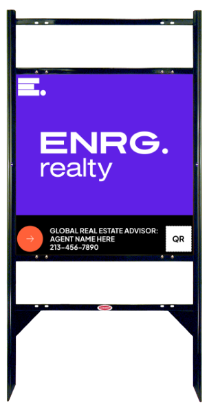 Angle Iron Frame w 2 Rider Inserts and Agent Name & QR Code Sign Panel Unit, 24h x 24w, Steel