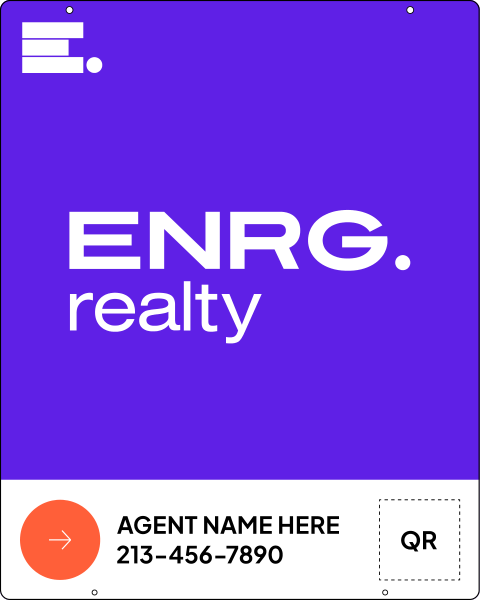 Agent Name & QR Code Hanging Sign Panel, 30h x 24w, Steel