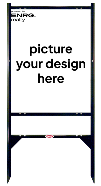 Angle Iron Frame w 1 Rider Inserts and Custom Design Sign Panel Unit, 30h x 24w, Steel