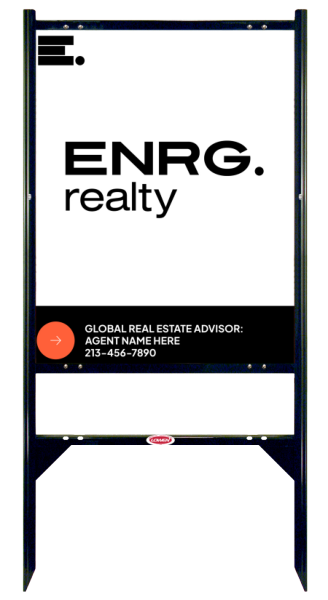 Angle Iron Frame w 1 Rider Inserts and Agent Name Sign Panel Unit, 30h x 24w, Steel