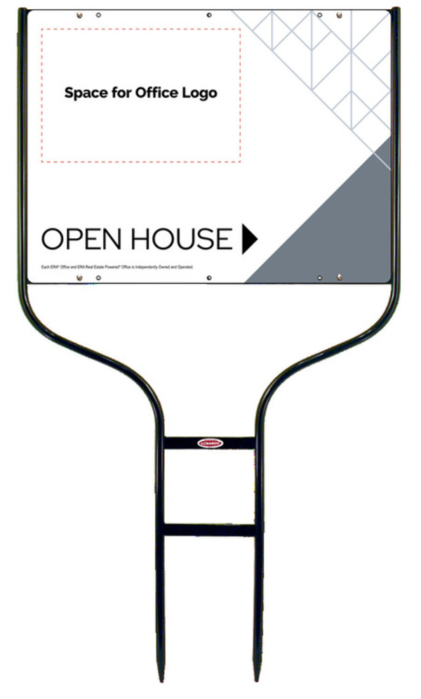 Round Rod Frame and Open House Sign Panel Unut, 18h x 24w, Steel