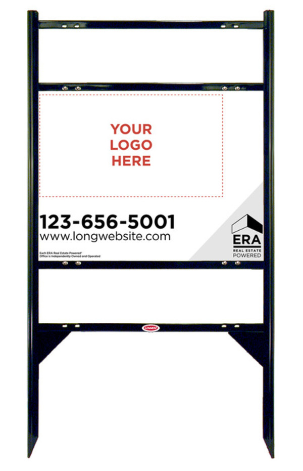 Angle Iron Frame w Two Rider Inserts w Logo Panel Unit, 18h x 24w, Steel