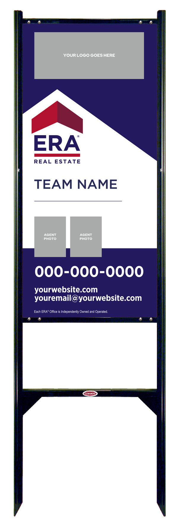 Team Logo - Photo Angle Iron Frame and Sign Panel Unit, 36h x 18w, Steel