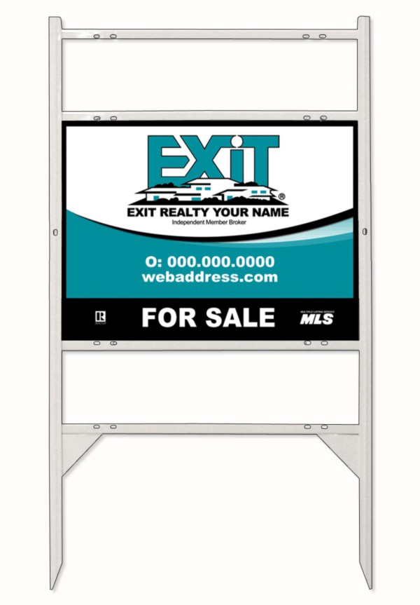 White Angle Iron Sign Unit w2 Rider Inserts, 18h x 24w