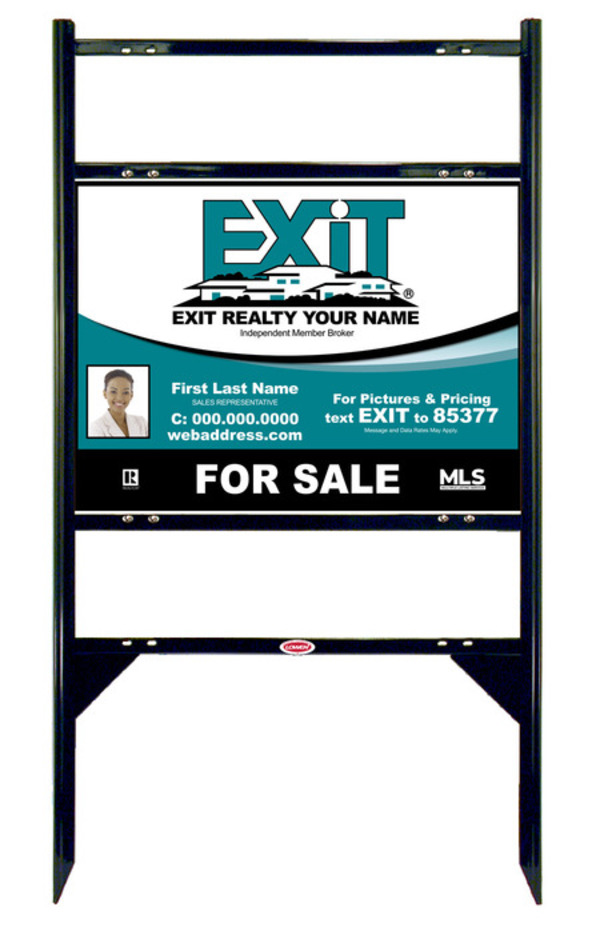 Angle Iron Black Frame  with Two Rider Inserts and Photo Sign Panel Unit, 18h x 24w