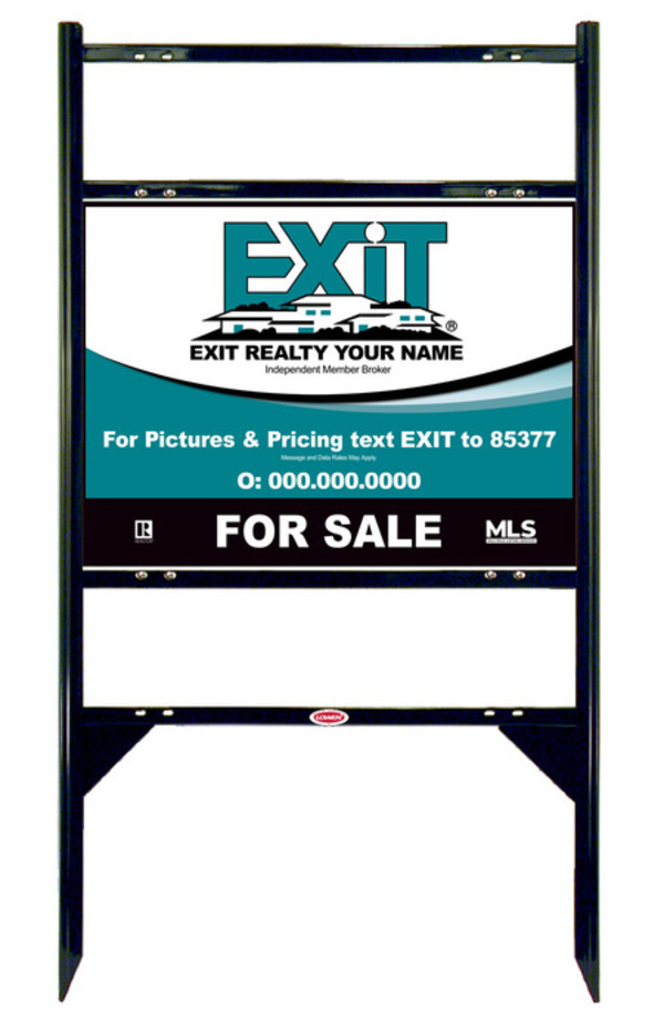 Angle Iron Black Frame  with Two Rider Inserts and Sign Panel Unit, 18h x 24w