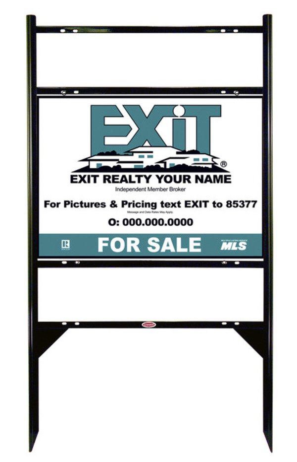 Angle Iron Black Frame with Two Rider Inserts and Sign Panel Unit, 18h x 24w