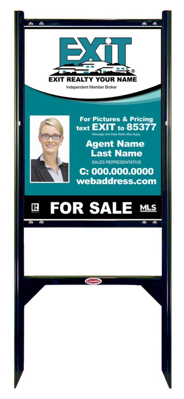 Black Angle Iron Frame and Photo Sign Panel Unit, 24h x 18w