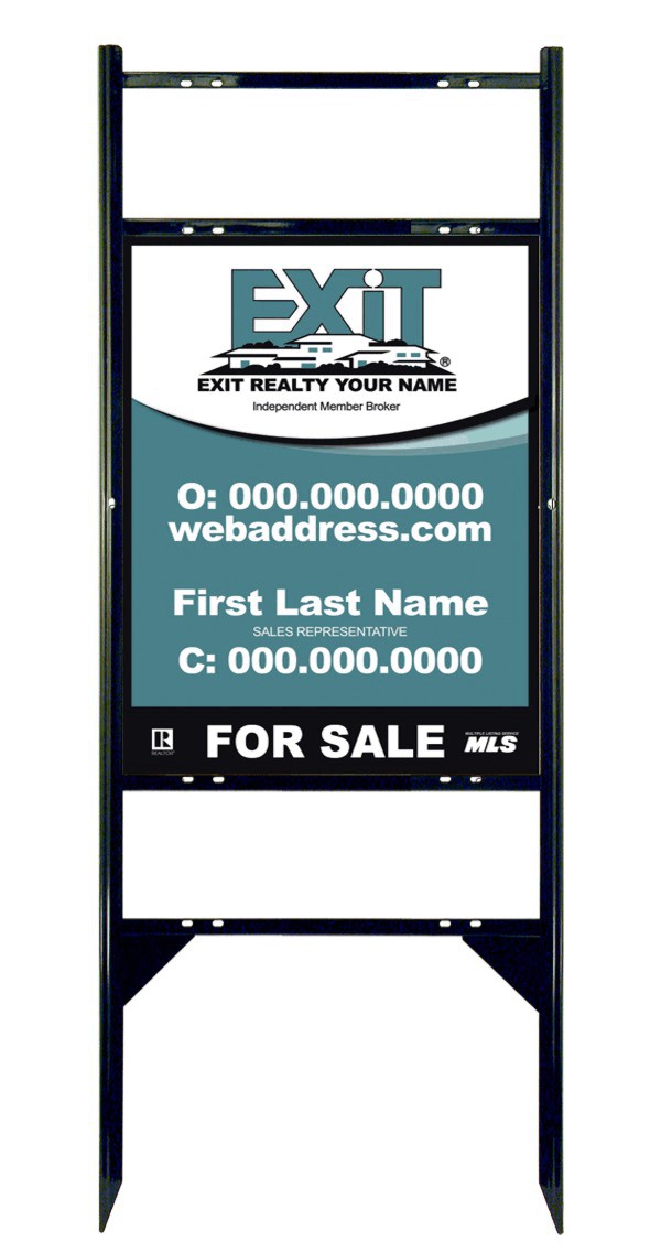 Black Angle Iron Sign Unit w2 Rider Inserts, 24h x 18w