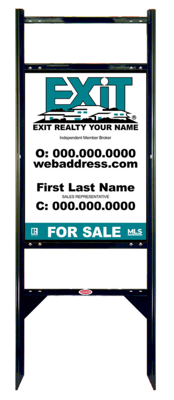 Black Angle Iron Sign Unit w2 Rider Inserts, 24h x 18w