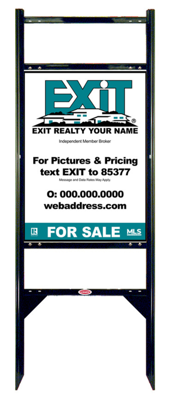 Angle Iron Black Frame with Two Rider Inserts and Sign Panel Unit, 24h x 18w