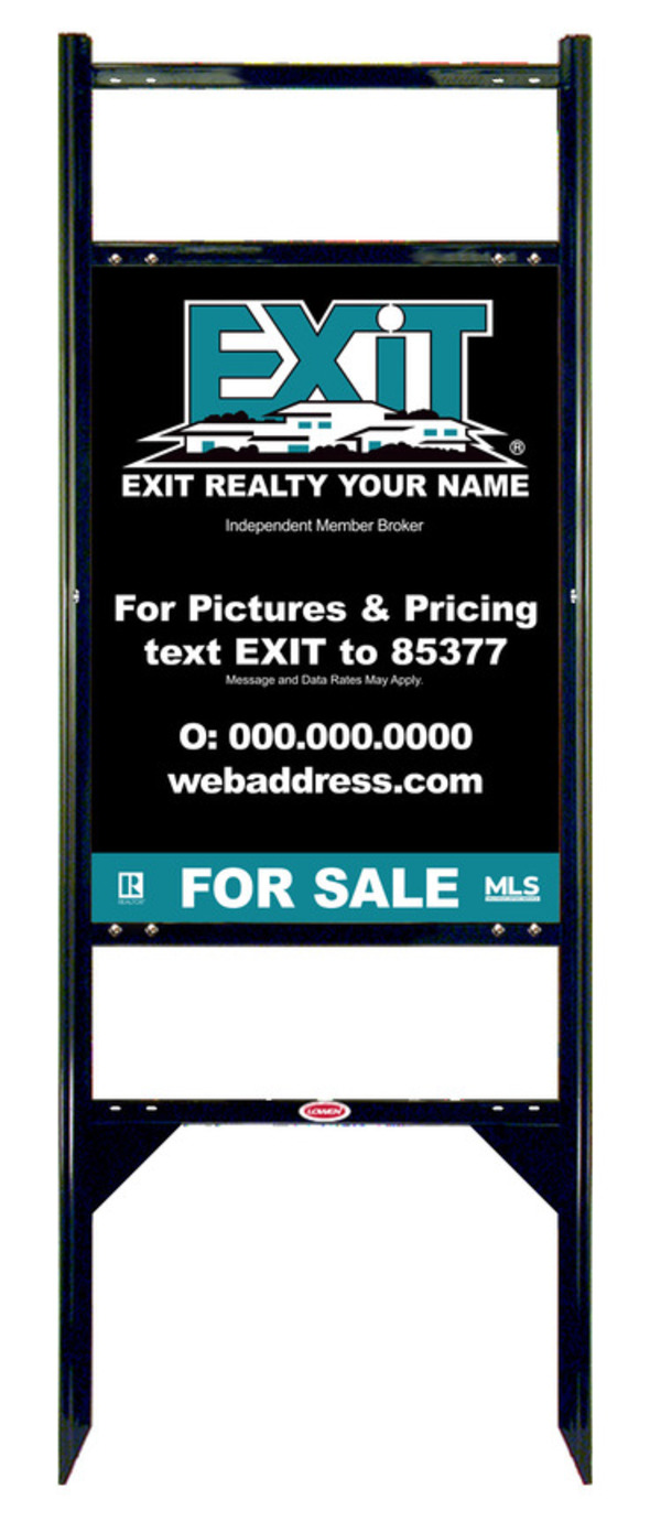 Angle Iron Black Frame with Two Rider Inserts and Sign Panel Unit, 24h x 18w