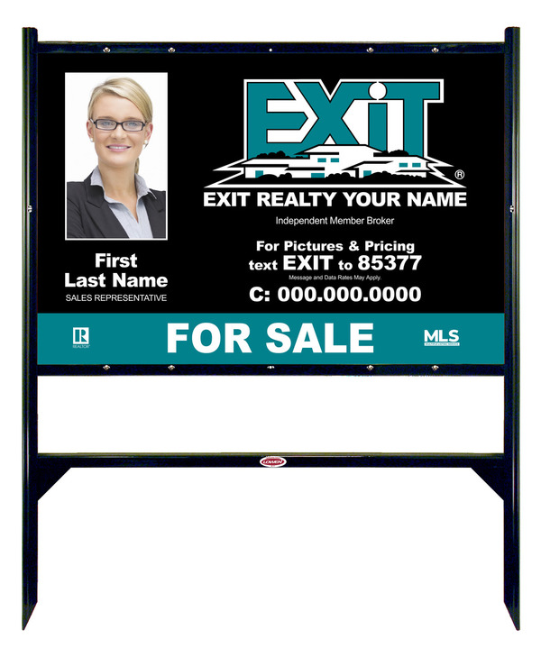 Black Angle Iron Frame and Photo Sign Panel Unit, 24h x 36w