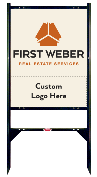 Angle Iron Frame w 2 Rider Inserts and Logo Sign Panel Unit, 30h x 24w, Steel