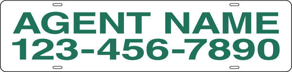 Agent Name Sign Rider, 24 GA Steel 6h x 24w - WHITE BACKGROUND