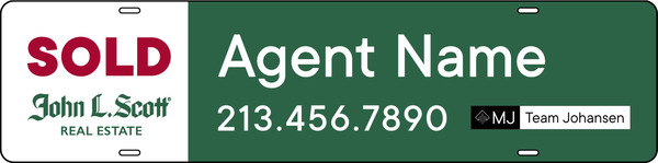 Sold Agent Name w Team Logo Sign Rider, 6h x 24w, 3MM Aluminum Composite