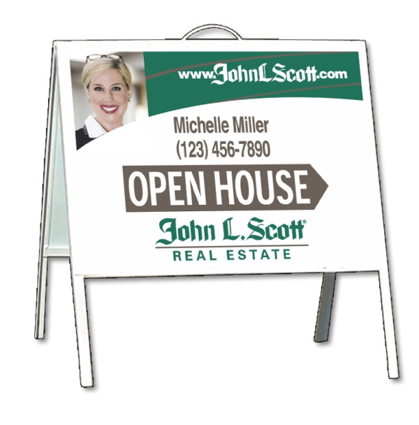 Angle Iron A-Frame and agent photo sign panel unit, .050 polyethylene 18h x 24w