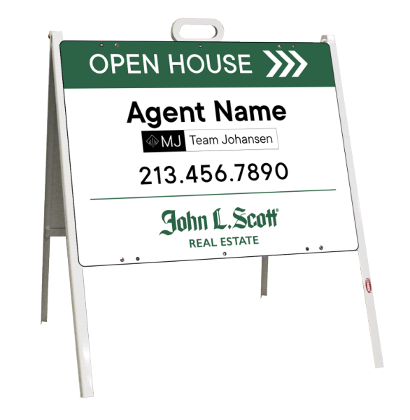 Angle Iron A-Frame and Agent Open House w Team Logo sign panel unit, 18h x 24w, Stee;