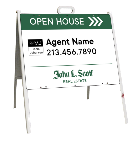 Angle Iron A-Frame and Agent Open House w Team Logo sign panel unit, 18h x 24w, Stee;