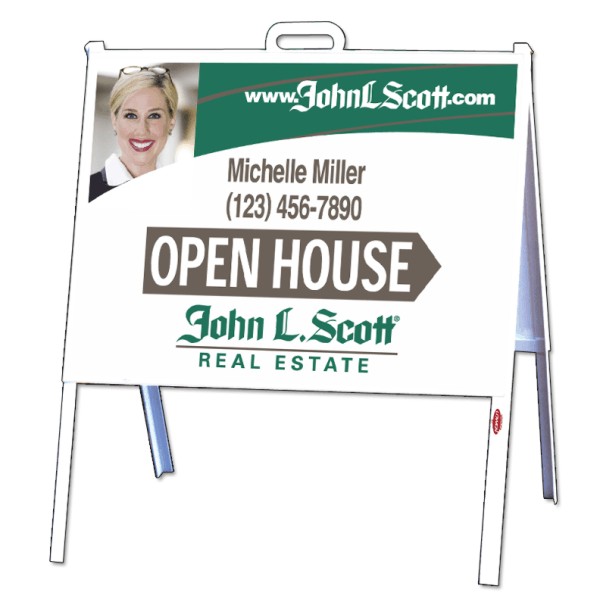 Angle Iron A-Frame and Agent Photo Open House sign panel unit, 24 GA steel 18h x 24w