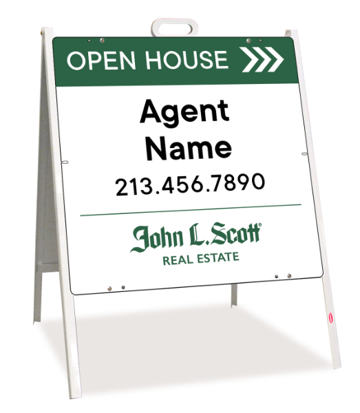 Angle Iron A-Frame and Agent Open House sign panel unit, 24h x 24w, Stee;