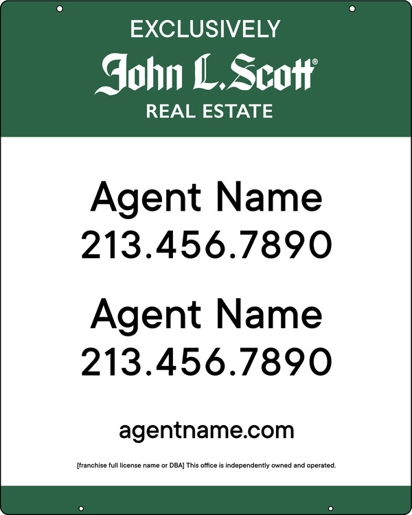 Hanging Two Agent Sign Panel, 30h x 24w, 3MM Aluminum Composite