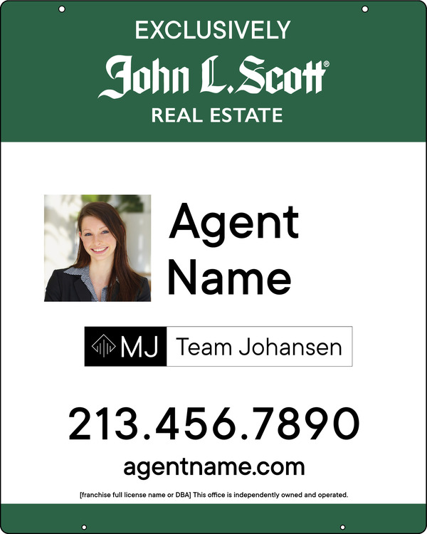 Hanging Agent Photo w Team Logo Sign Panel, 30h x 24w, 3MM Aluminum Composite