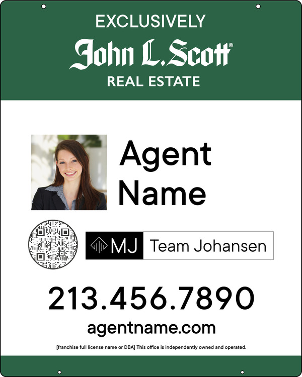 Hanging Agent Photo w  QR Code &Team Logo Sign Panel, 30h x 24w, 3MM Aluminum Composite