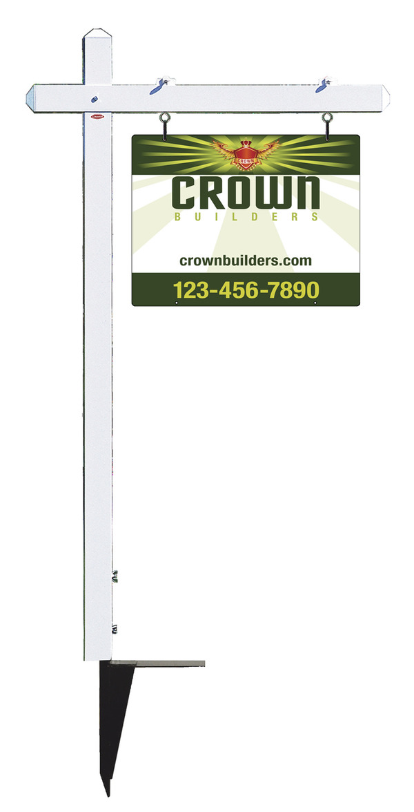 Aluminum Post and Sign Panel Unit, 18h x 24w, White