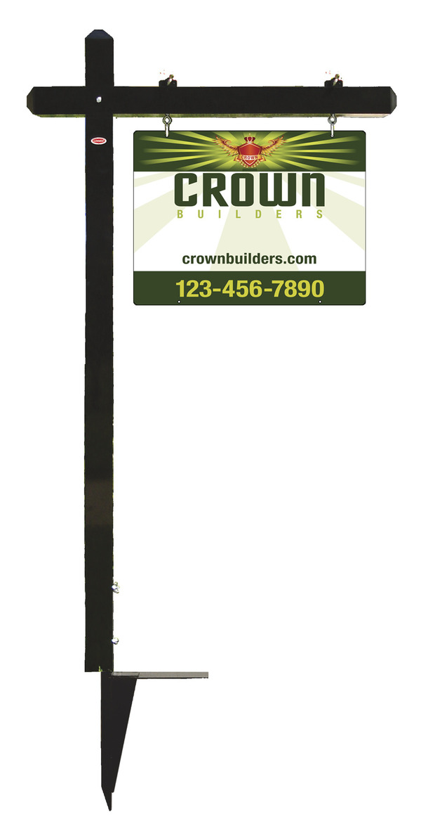 Aluminum Post and Sign Panel Unit, 18h x 24w, Black
