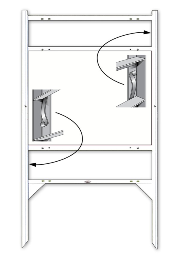 Angle Iron Sign Frame with Two Rider Inserts,  18h x 24w - White