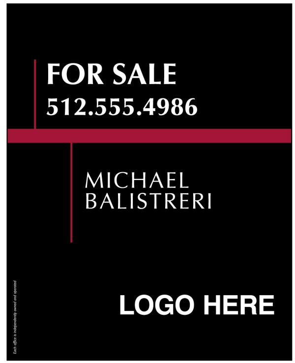 Luxury Homes agent hanging sign panel, 24 GA steel 30h x 24w