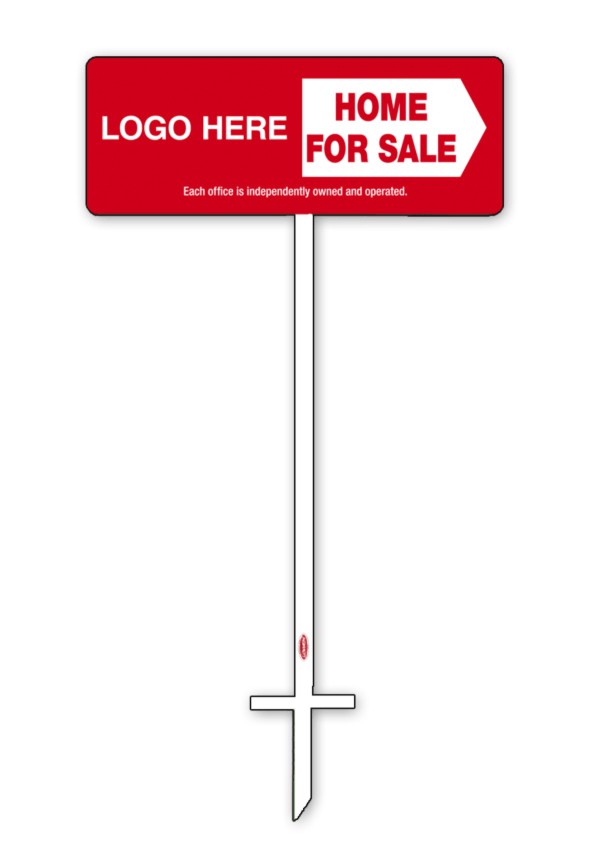 White angle iron stake and Home For Sale sign panel unit, 24ga steel 9h x 24w