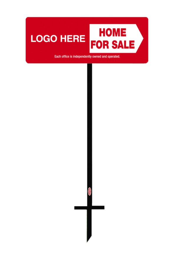 Black angle iron stake and Home For Sale sign panel unit, 24ga steel 9h x 24w