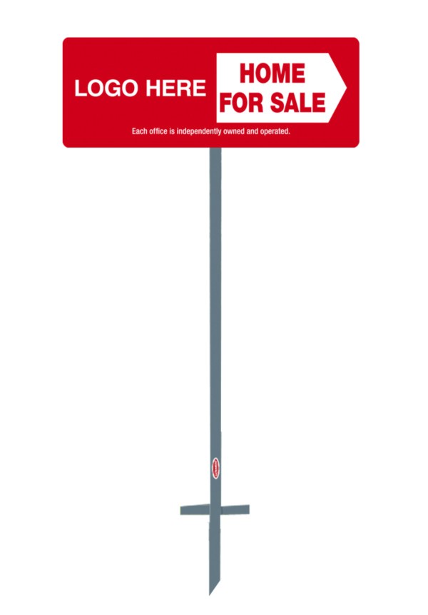 Gray angle iron stake and Home For Sale sign panel unit, 24ga steel 9h x 24w