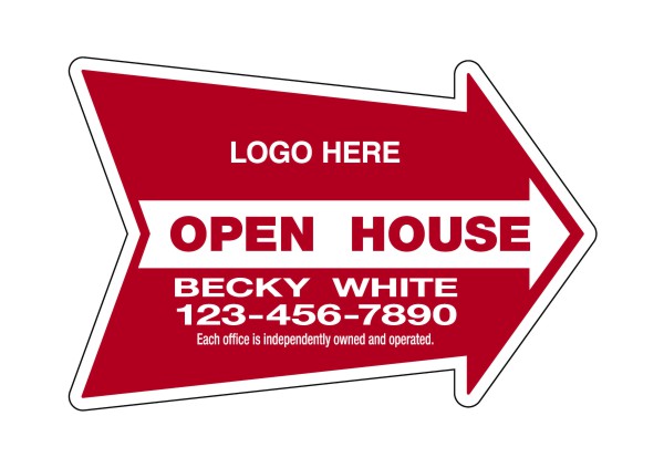 Open House Arrow Panel, 4mm Corrugated Plastic 18h x 24w