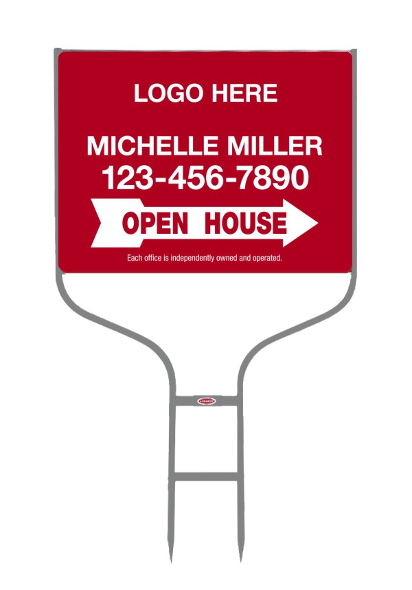 Round rod frame and open house sign panel  unit, 24 GA  steel 18h x 24w