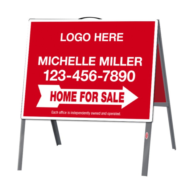 Gray Angle Iron A-Frame and home for sale sign panel unit, .050 polyethylene 18h x 24w