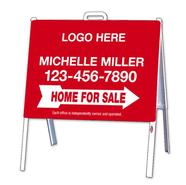 White angle iron a-frame and Home For Sale sign panel unit, 24 GA steel 18h x 24w