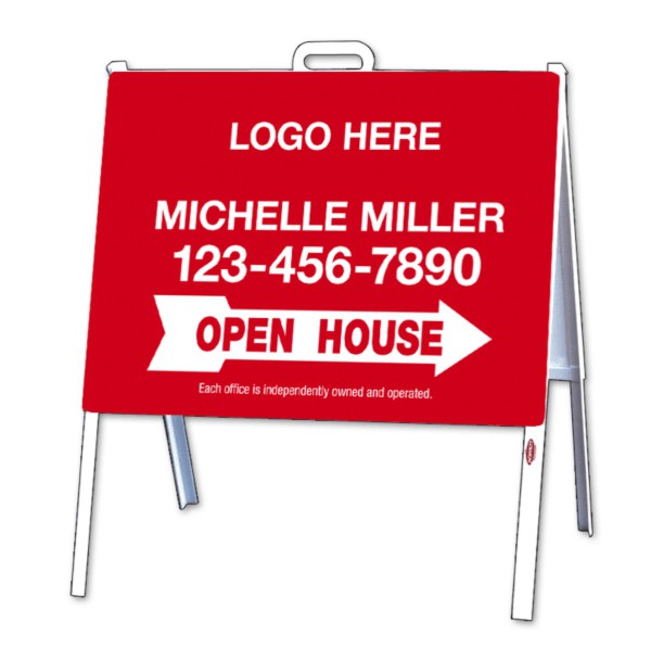 White Angle Iron a-frame and Open House sign panel unit, 24 GA steel 18h x 24w